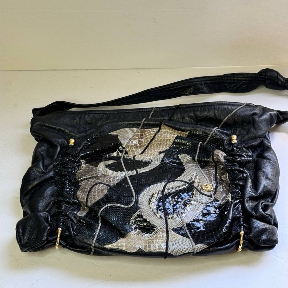 Vintage Carlo Fiori of Italy Snakeskin Patchwork Leather Shoulder Bag